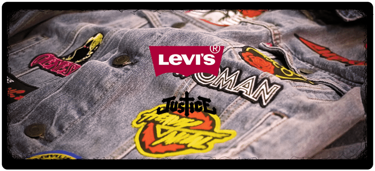 Campagne Levi's, veste jean avec patchs colorés
